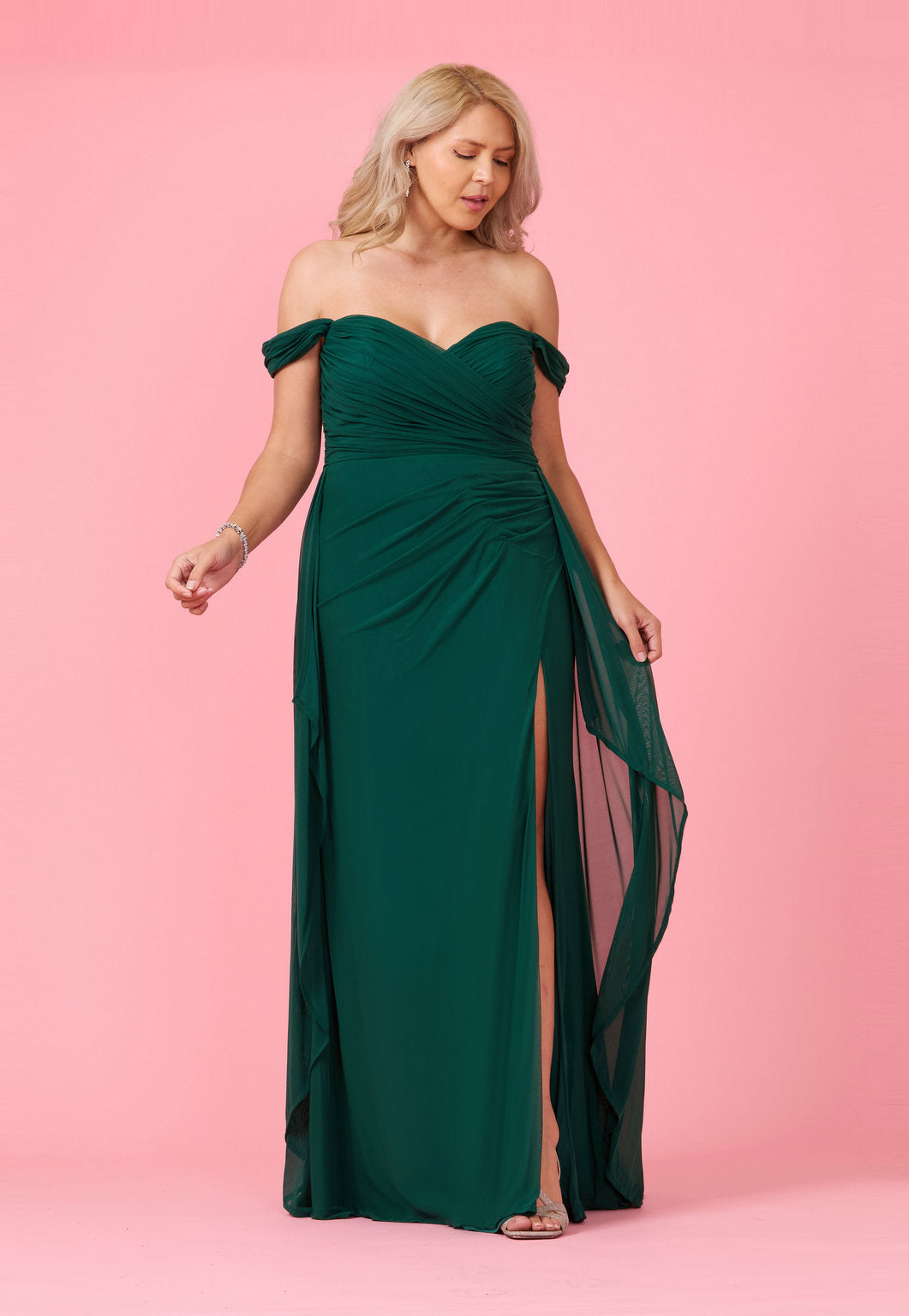 Off-the-Shoulder Long Formal Evening Dress – Emerald