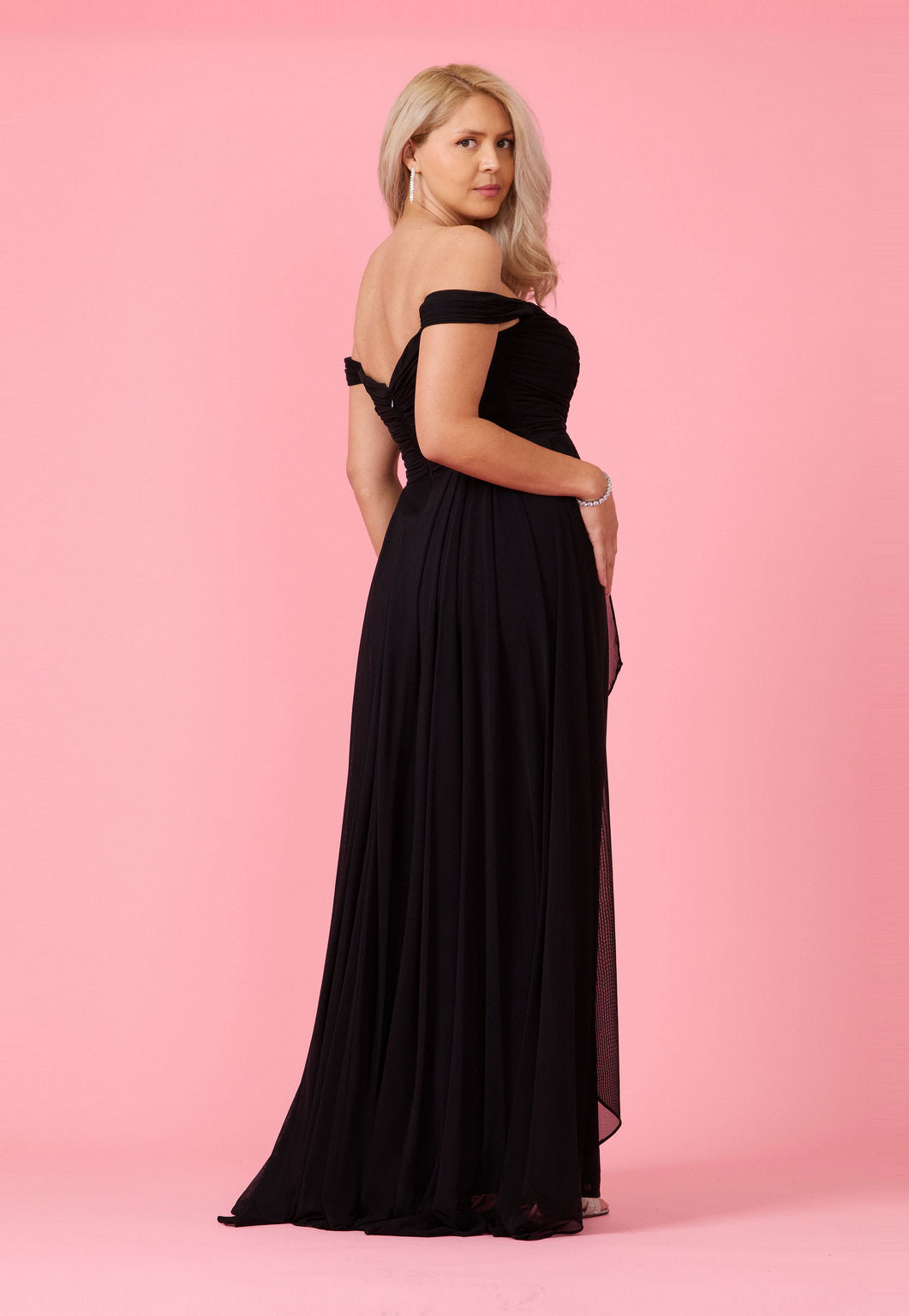 Off-the-Shoulder Long Formal Evening Dress – Black