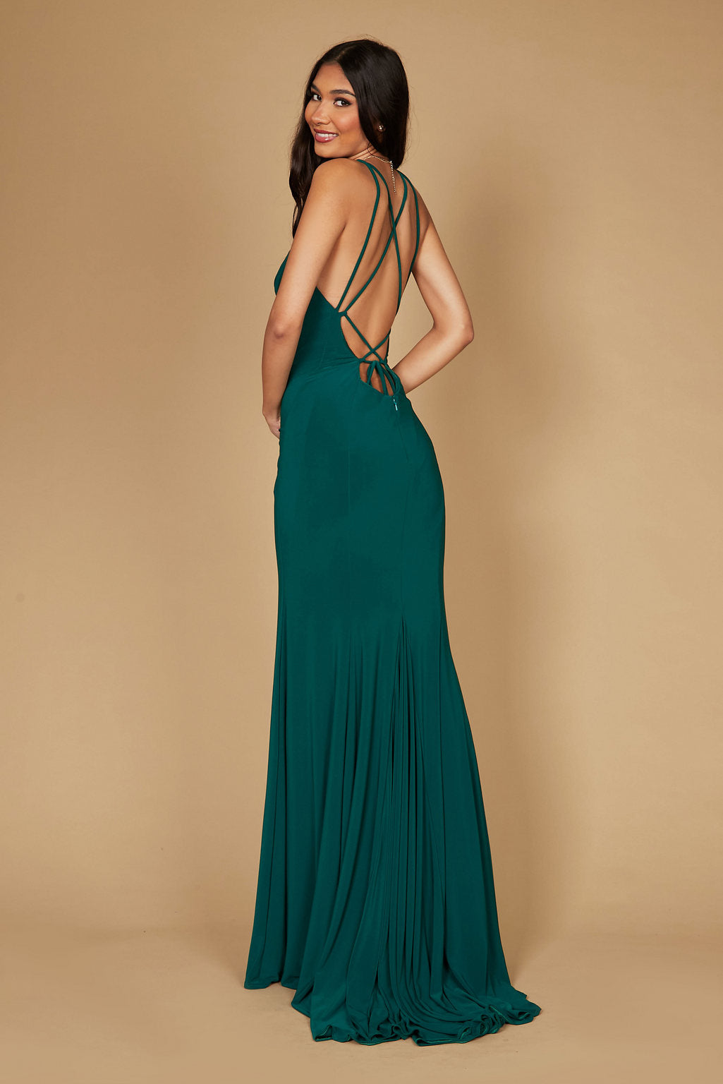 Long Fitted Open Back Jersey Prom Dress – Royal