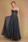 Long Sparkling Cowl Corset Prom Dress – Charcoal