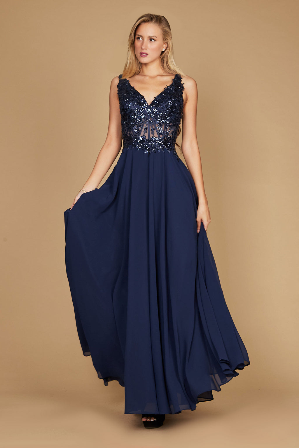 Long Thick Strap Formal Mother Of The Bride Dress – Navy