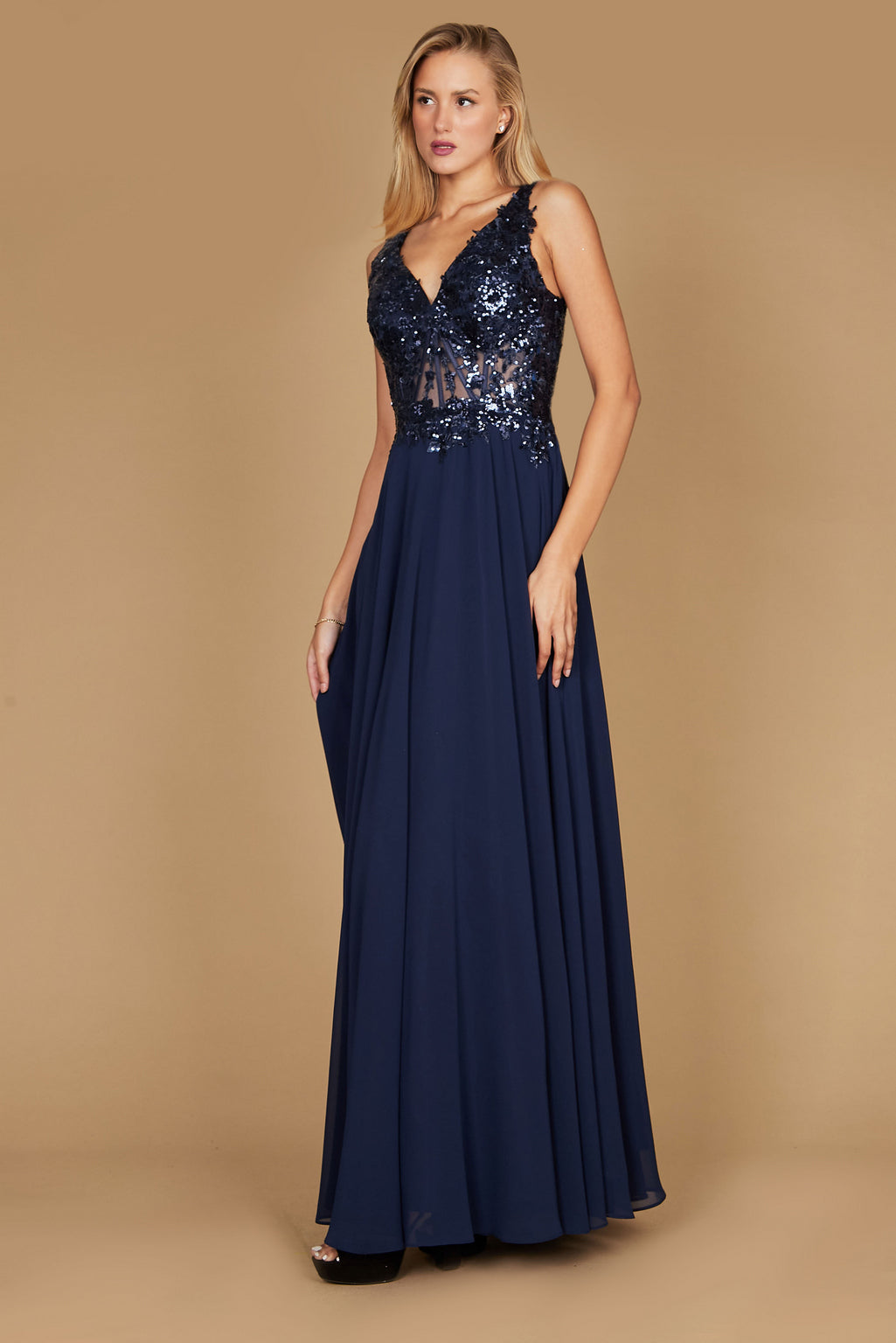 Long Thick Strap Formal Mother Of The Bride Dress – Navy