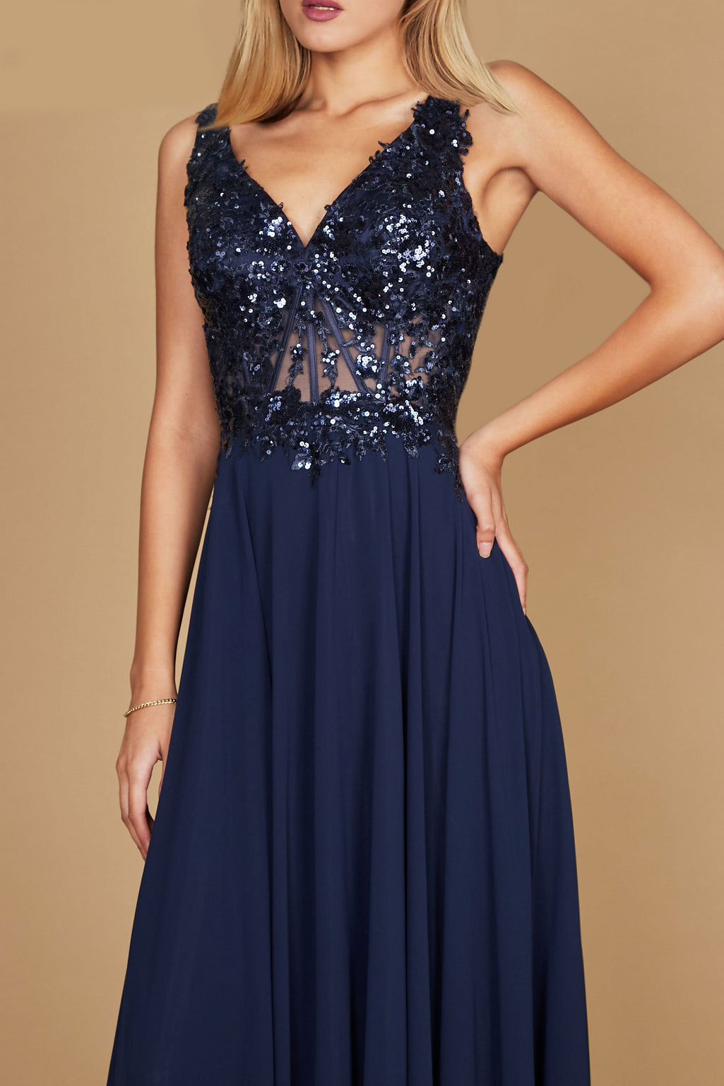 Long Thick Strap Formal Mother Of The Bride Dress – Navy