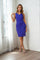 Sleeveless Short Cocktail Dress Compression Stretch Ruffle Detail – Navy