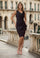 Sleeveless Short Cocktail Dress Compression Stretch Ruffle Detail – Black