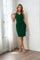Cocktail Dresses Short Cocktail Dress Compression Stretch Ruffle Detail Emerald Green