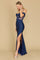 Sweetheart Long Fitted Corset Formal Off-the-Shoulder Dress – Navy