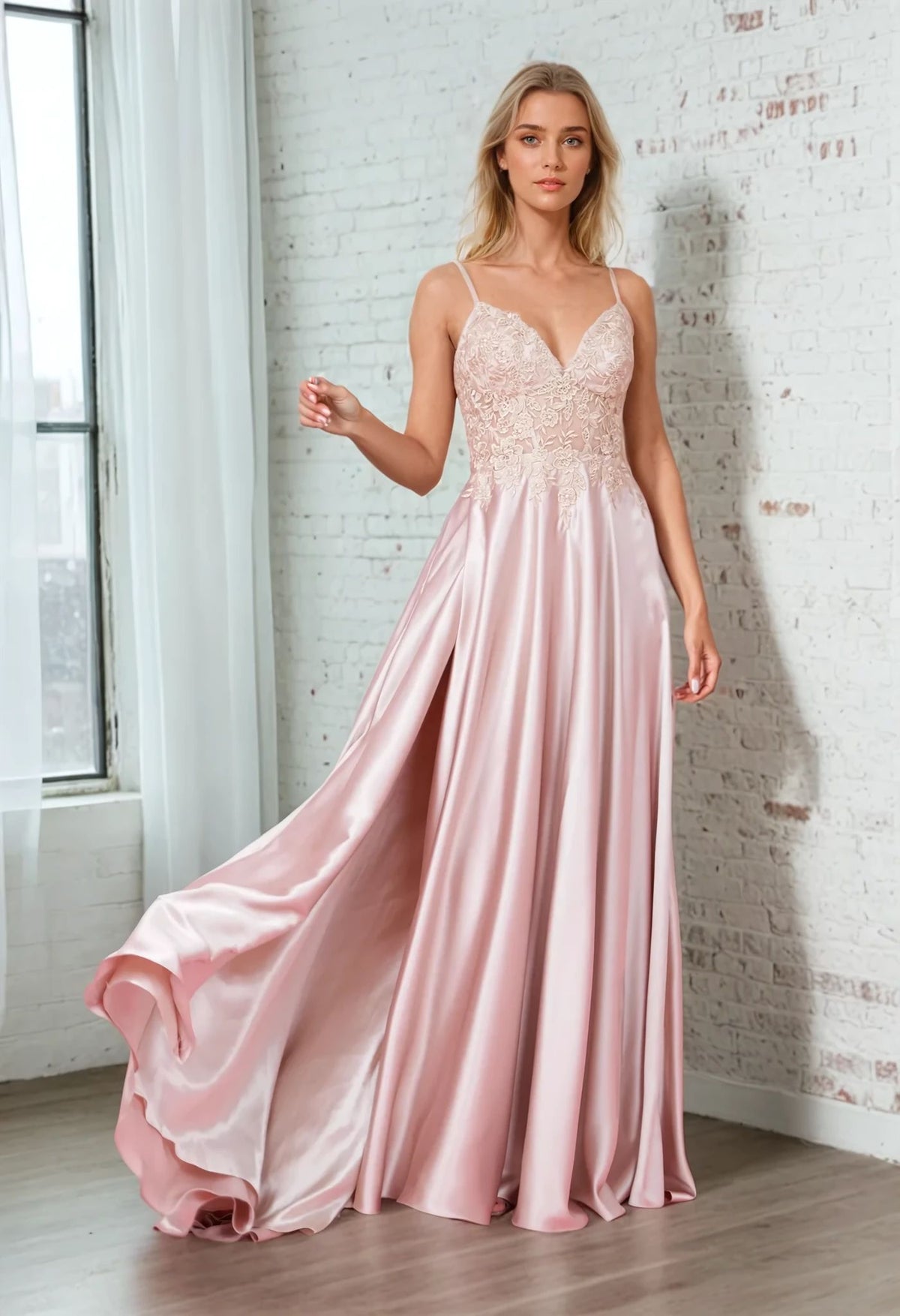 Long Chiffon Lace Illusion Formal Prom Dress – Emerald Green