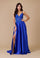 Long Chiffon Lace Illusion Formal Prom Dress – Emerald Green
