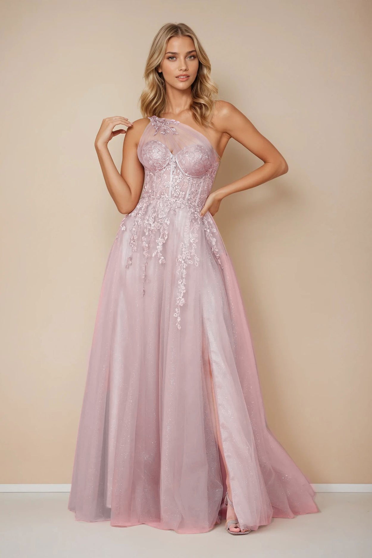 Long Prom One Shoulder Formal Ball Gown