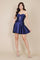Cocktail Dresses Short Formal Strapless Corset Fitted Keyhole Dress Navy