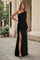 Black One Shoulder Fitted Black Tie Evening Dress – Black