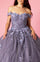 Long Ball Gown Quinceanera Floral Dress – Lilac