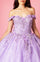 Long Ball Gown Quinceanera Floral Dress – Black