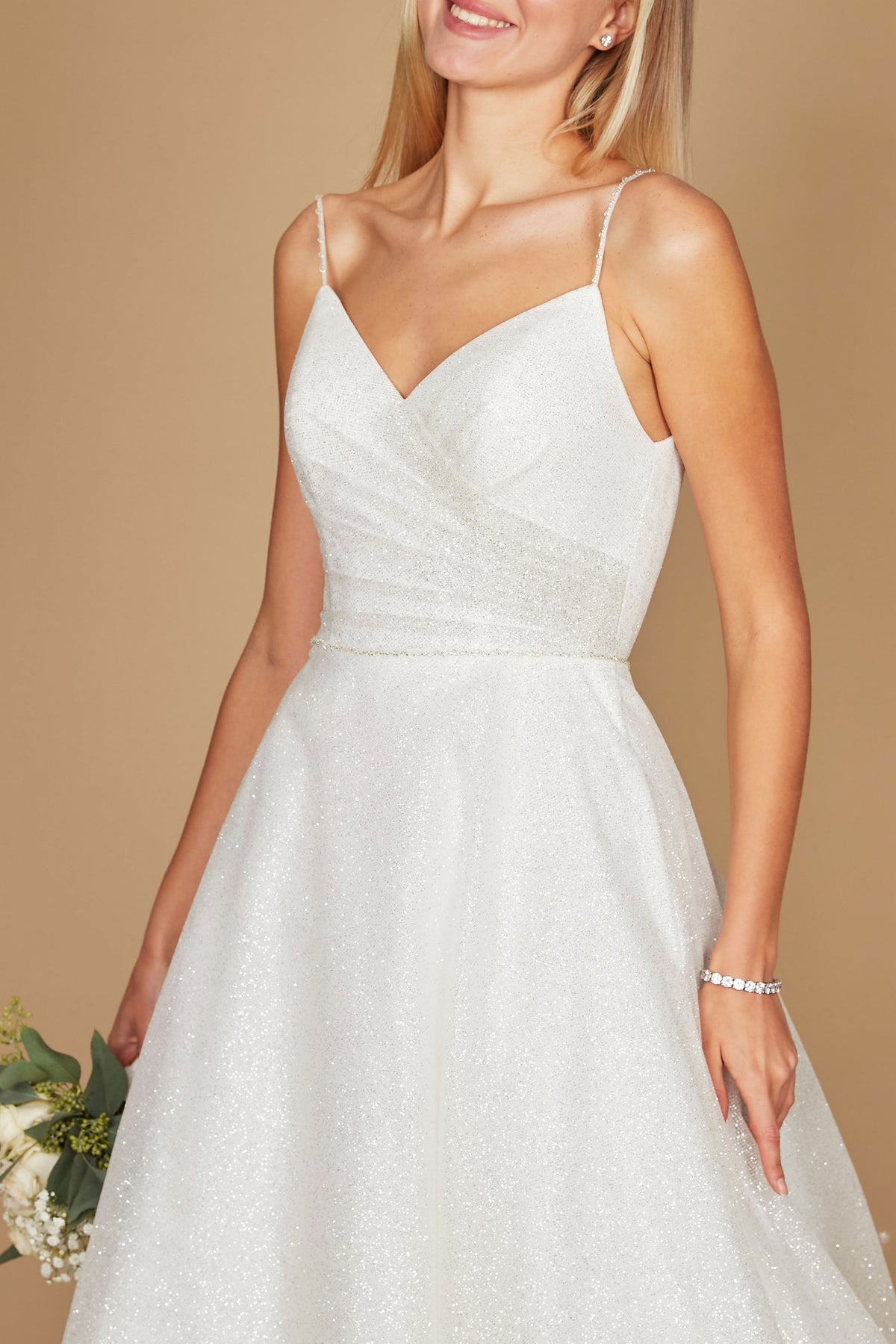 Long Spaghetti Strap Wedding Dress – Off White