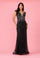Fully Beaded Long Couture Formal Evening Dress – Black Silver