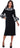 Plus Size Dresses Quarter Sleeve Fitted Midi Dress Black/White