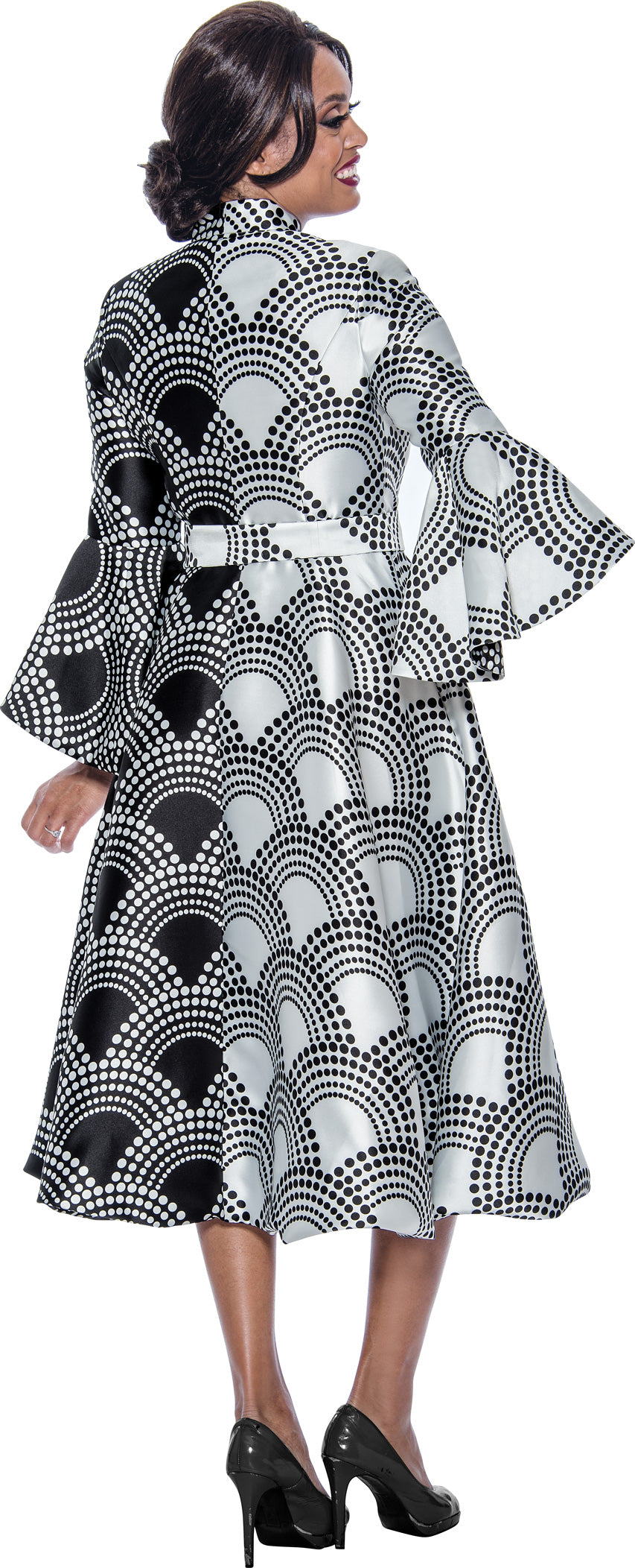 Mother of the Bride Dresses Polka Dots Mother of the Bride Button Dress Black/White