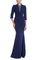 Formal Dresses Fitted Long Formal Beaded Evening Dress Navy