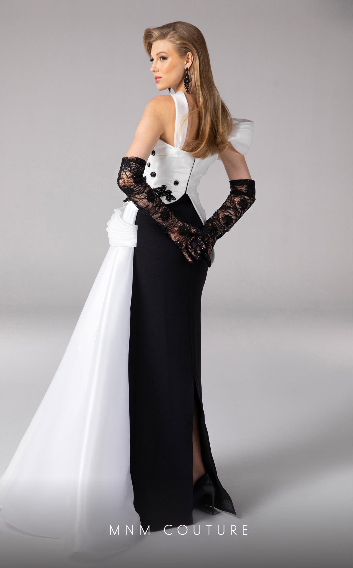 Formal Dresses F02810 Beaded Peplum Long Formal Pleated Dress Black