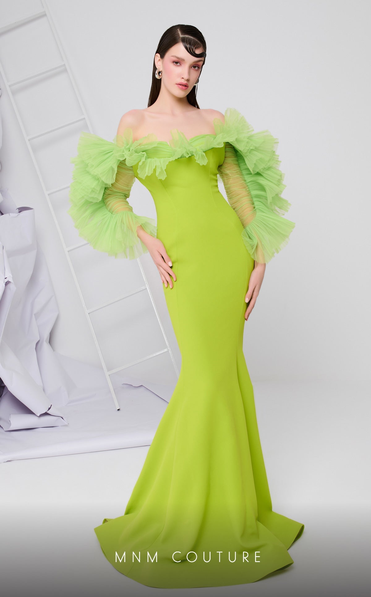 Formal Dresses Long Ruffle Mermaid Evening Formal Dress Olive