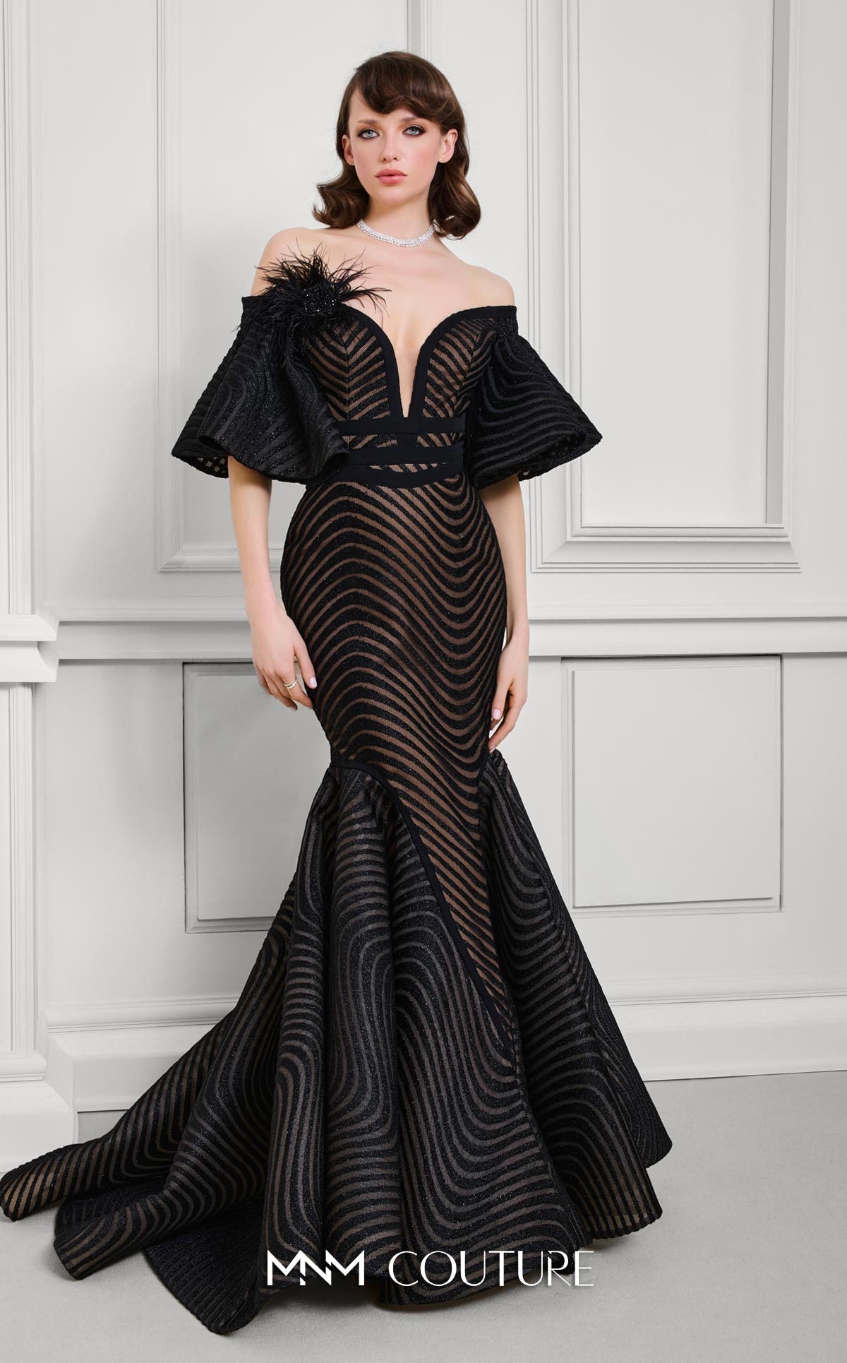 Prom Dresses Mermaid Long Prom Formal Ruffle Dress Black
