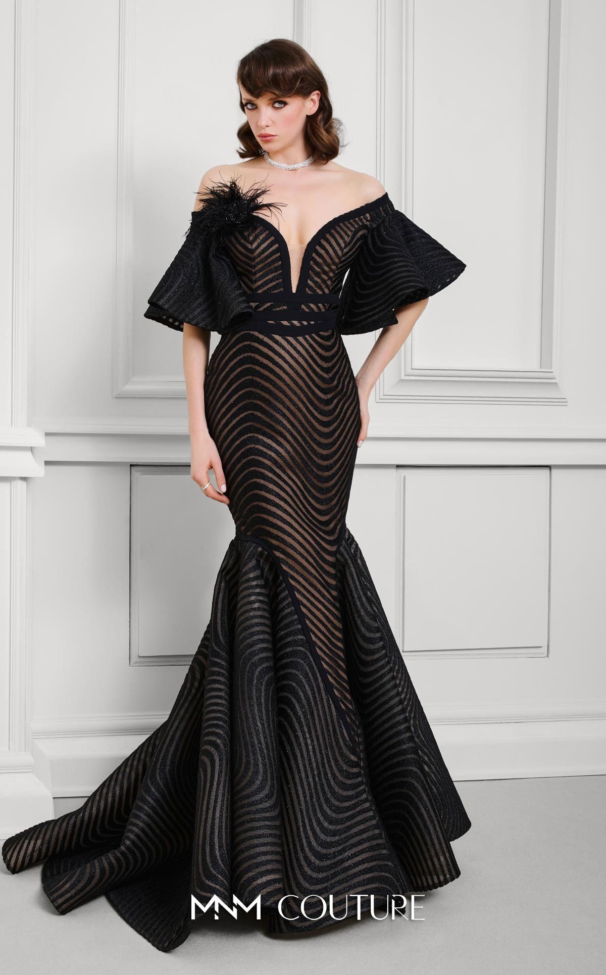 Prom Dresses Mermaid Long Prom Formal Ruffle Dress Black