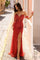 Prom Dresses Long Fitted Sequins Prom Gown Burnt Orange