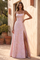 Floral Jacquard A-Line Gown – Pink