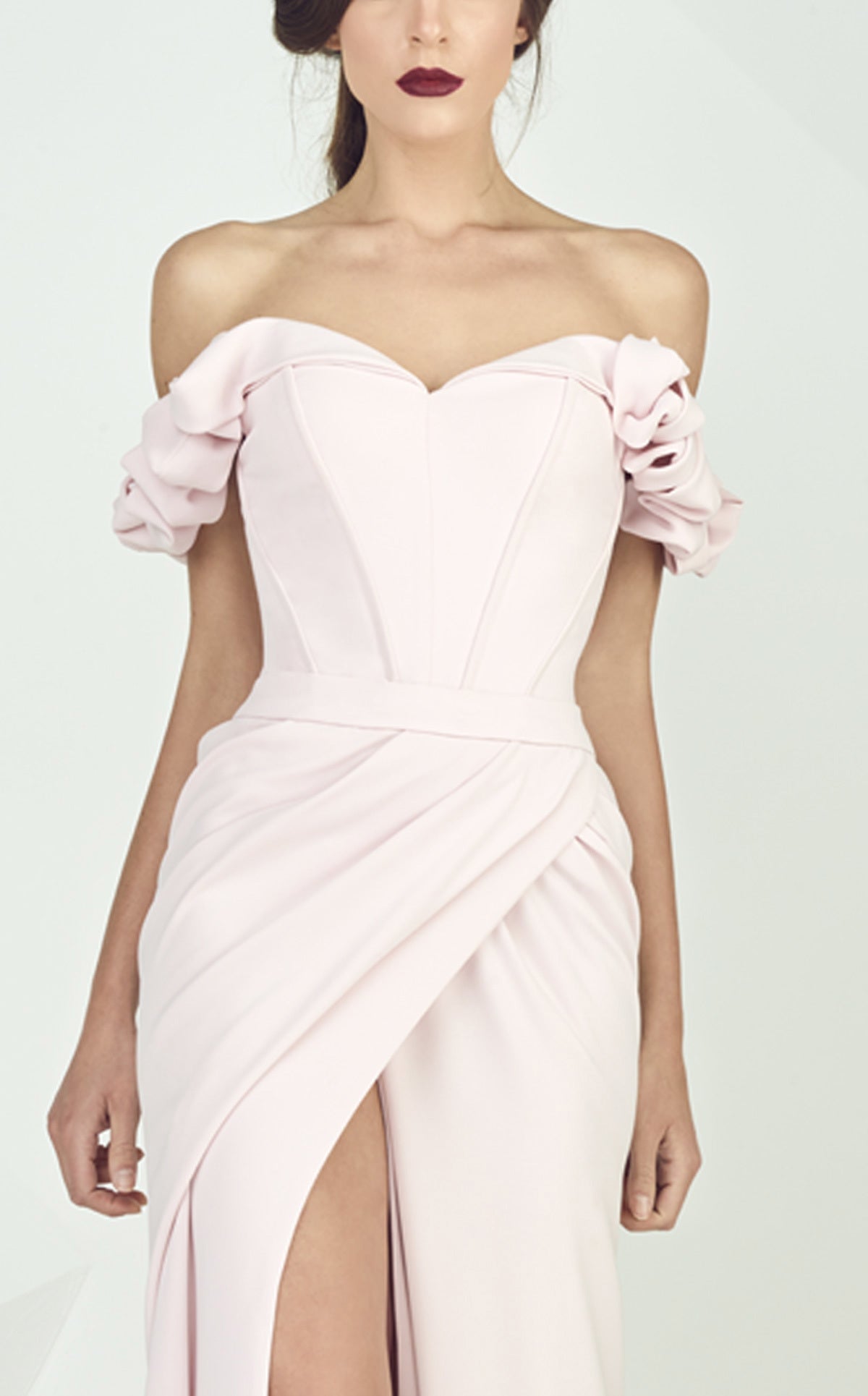 Formal Dresses Fitted Long Formal Ruffled Evening Prom Dress Pink