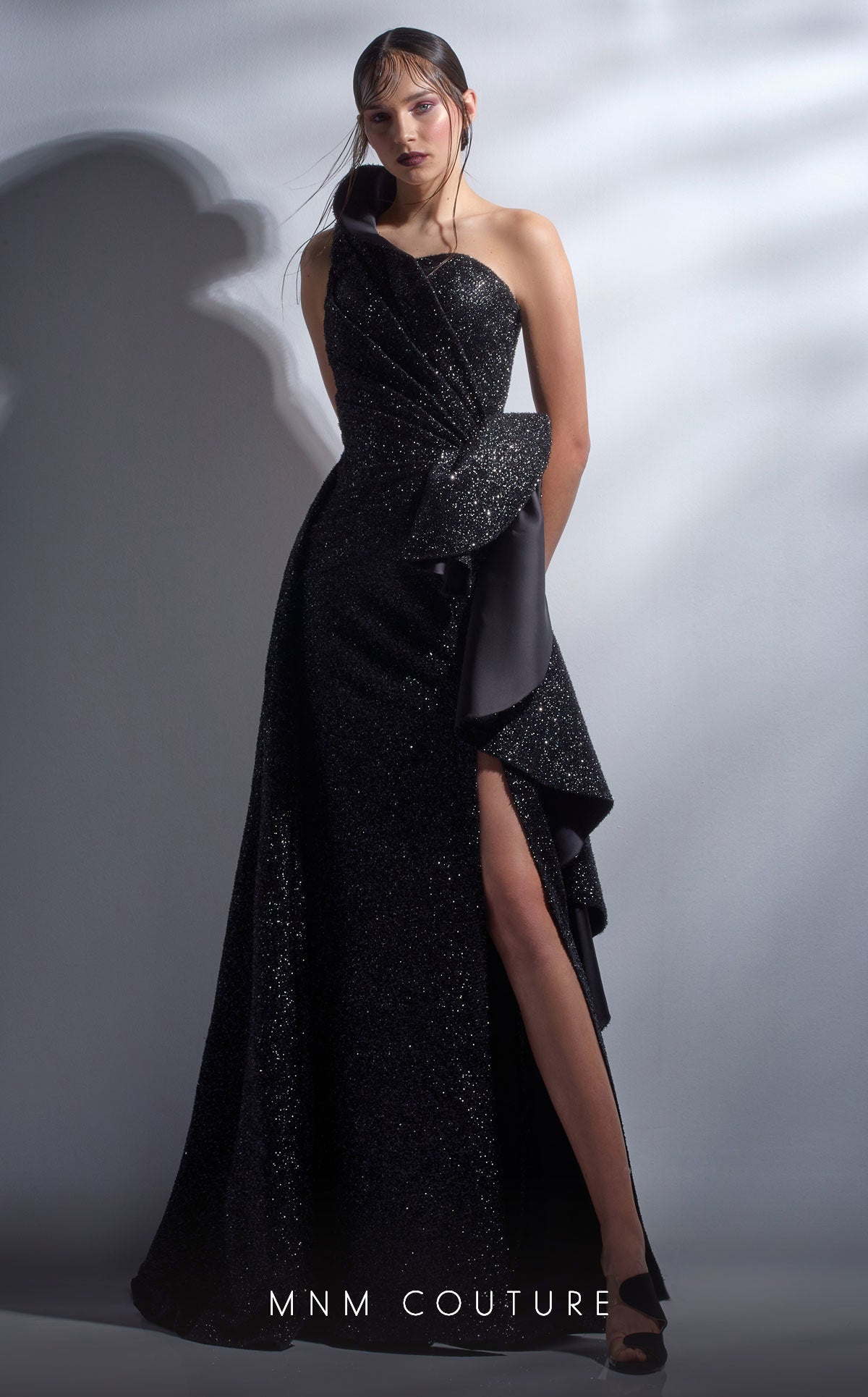 Formal Dresses A Line Long Formal Pleated Peplum Ruffle Evening Dress Black
