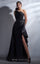 Formal Dresses A Line Long Formal Pleated Peplum Ruffle Evening Dress Black