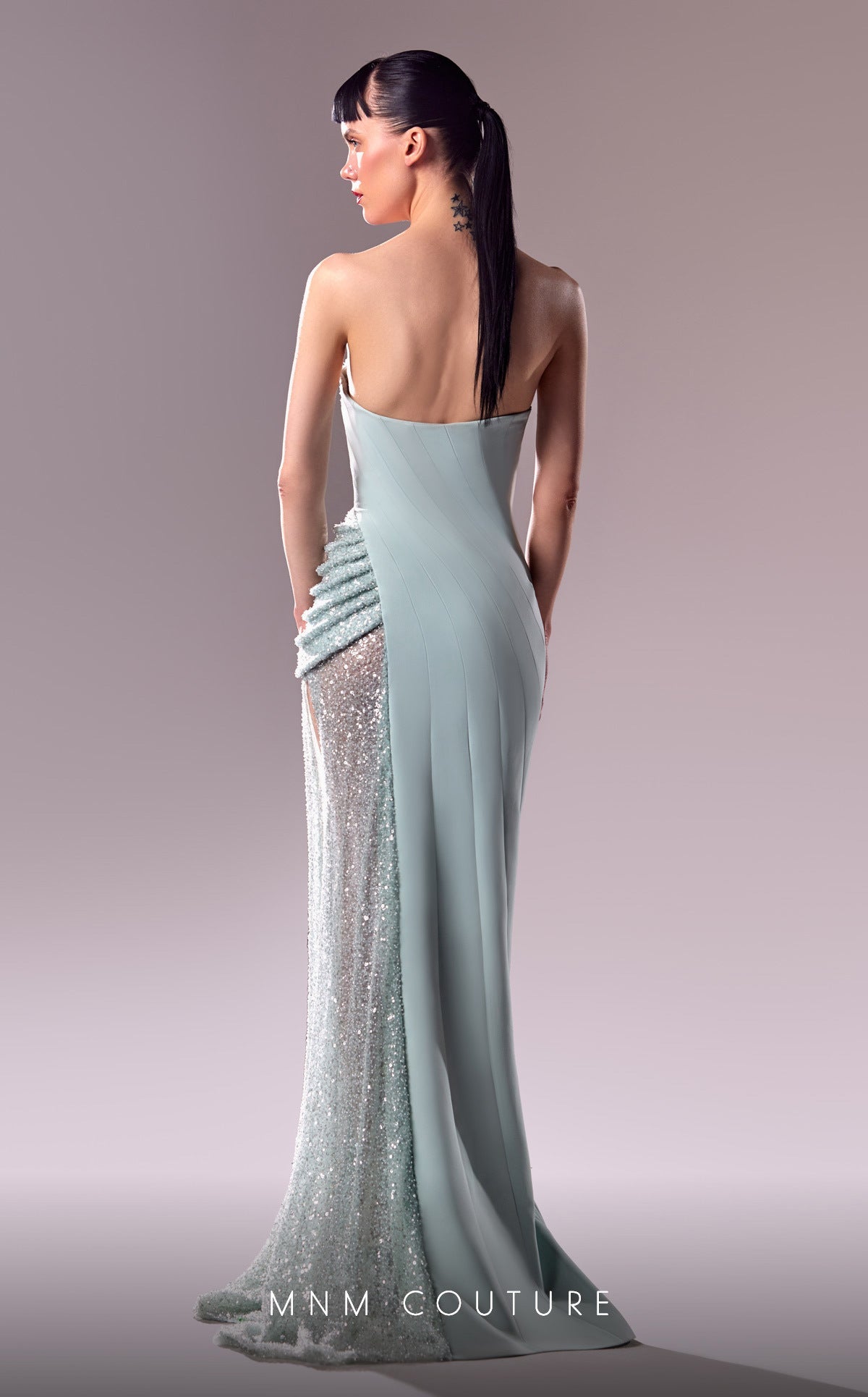Prom Dresses Long Formal Beaded Mesh Prom Dress Blue