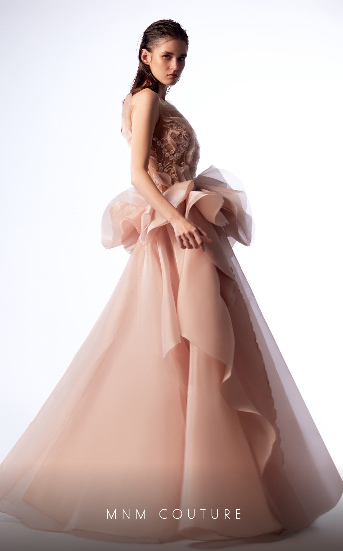Formal Dresses A Line Long Formal Ruffled Peplum Evening Prom Dress Beige