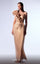 Formal Dresses Long Formal Beaded Applique Metallic Dress Beige