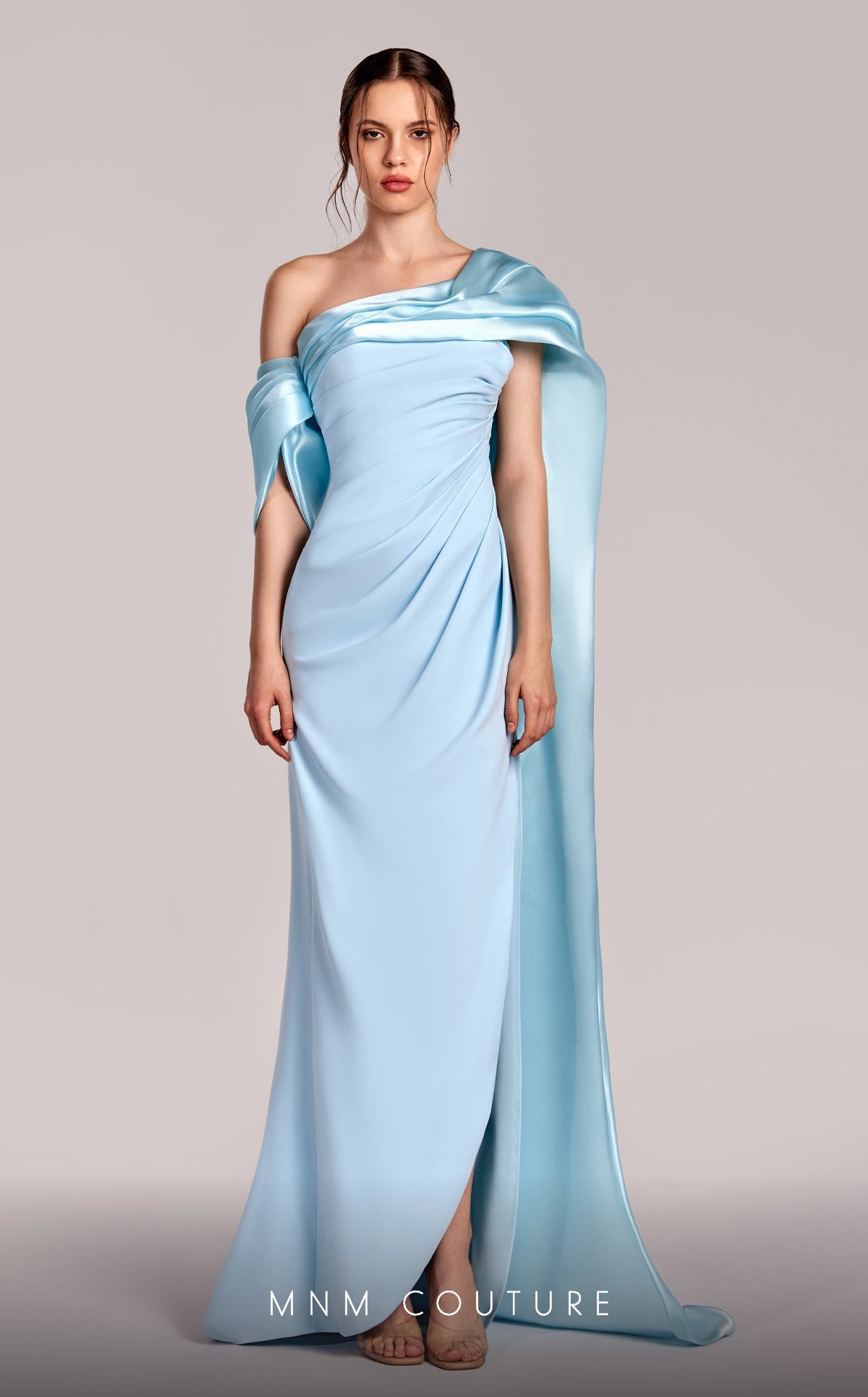 Formal Dresses Pleated Long Formal Slit Evening Dress Blue