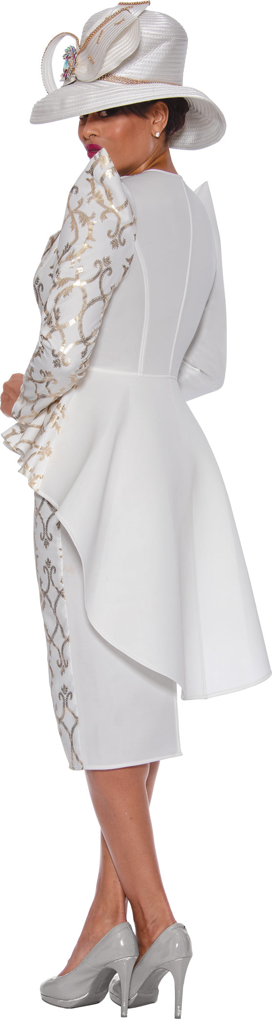 Plus Size Dresses Plus Size Mother of the Bride Long Sleeve Dress White/Gold