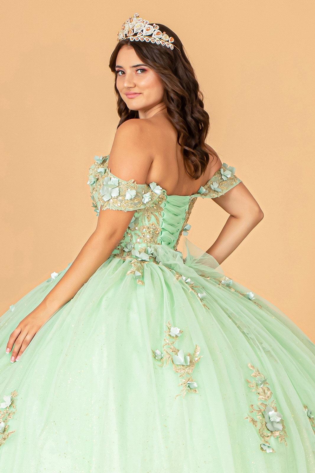 Quinceniera Dresses Long Off Shoulder Ball Gown Quinceanera Dress Sage