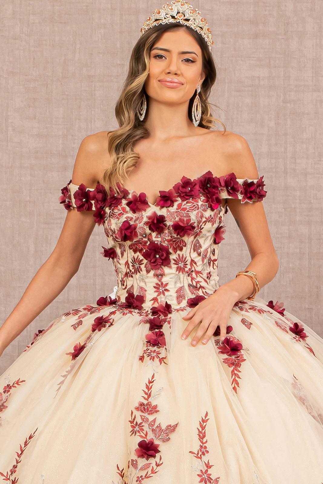 Quinceniera Dresses Quinceanera Long Dress Off Shoulder Ball Gown  Burgundy/Nude