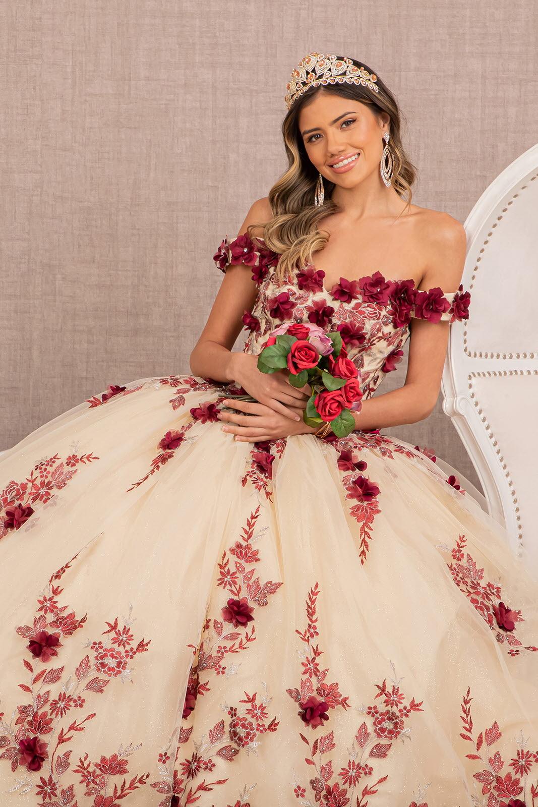 Quinceniera Dresses Quinceanera Long Dress Off Shoulder Ball Gown  Burgundy/Nude