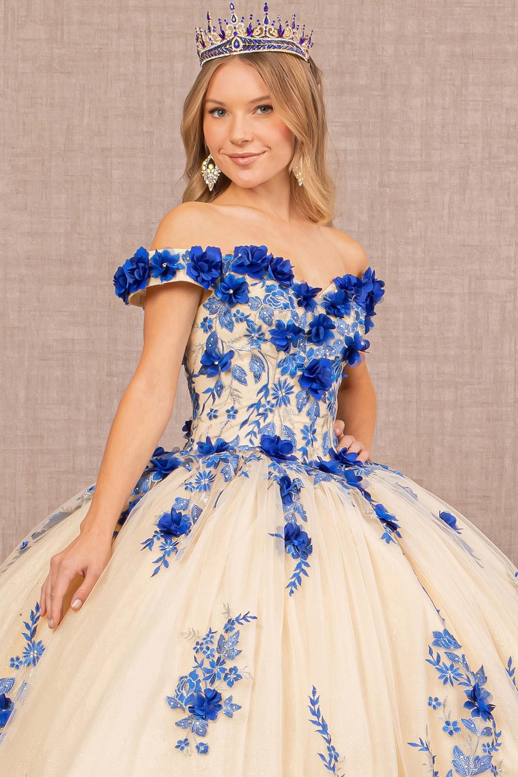 Quinceniera Dresses Quinceanera Long Dress Off Shoulder Ball Gown  Royal Blue/Nude