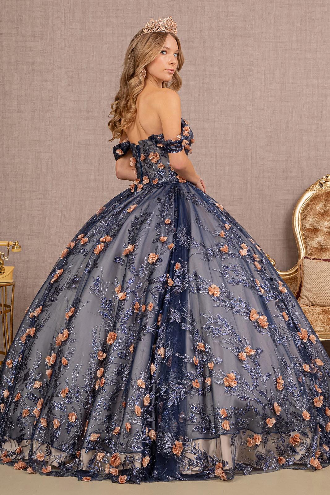 Quinceniera Dresses Quinceanera Long Dress Glitter Ball Gown Navy