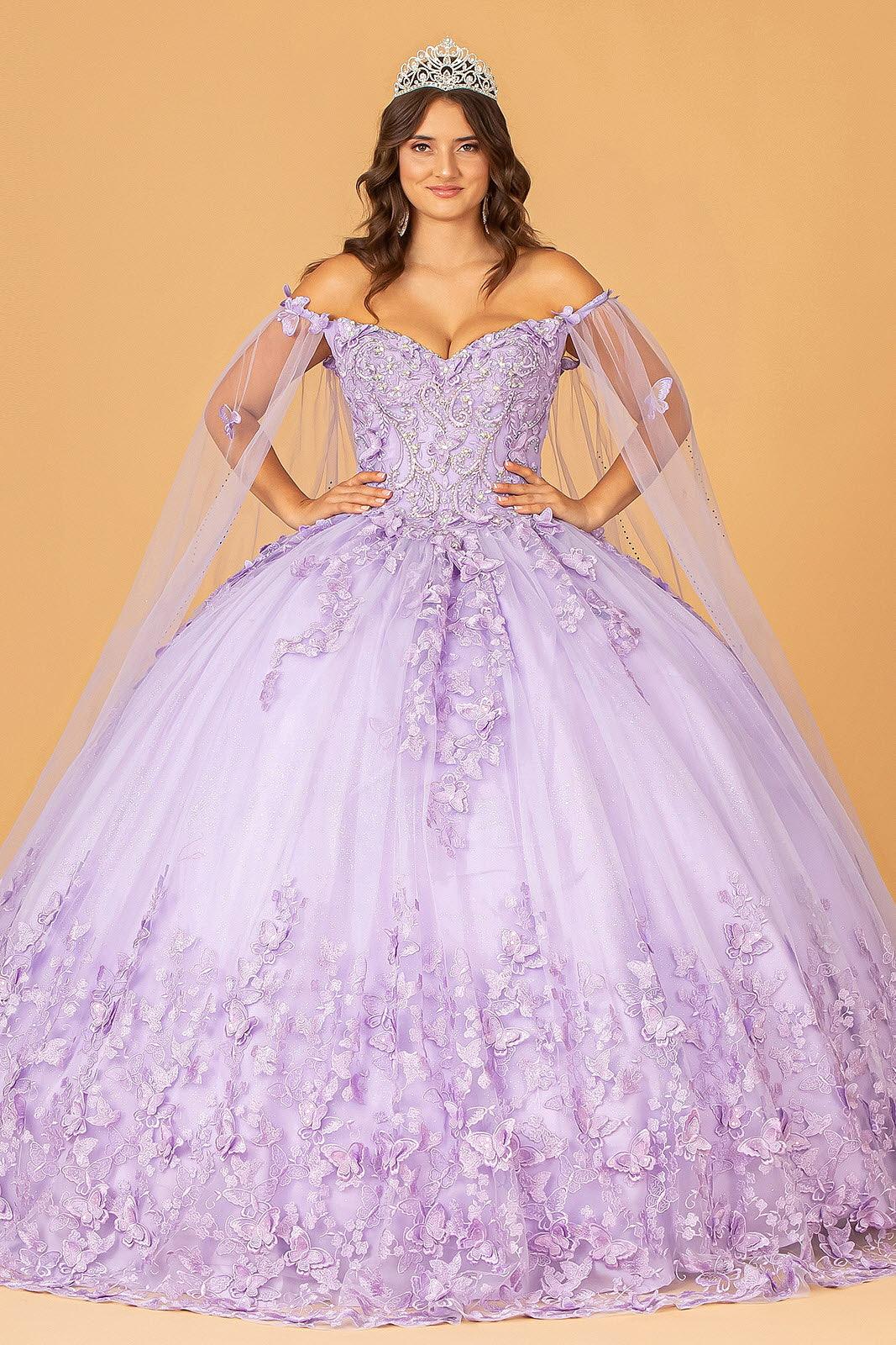 Quinceniera Dresses Long Ball Gown Glitter Applique Quinceanera Dress Lilac