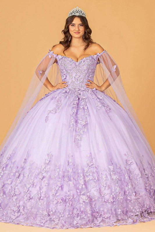 Quinceniera Dresses Long Ball Gown Glitter Applique Quinceanera Dress Lilac