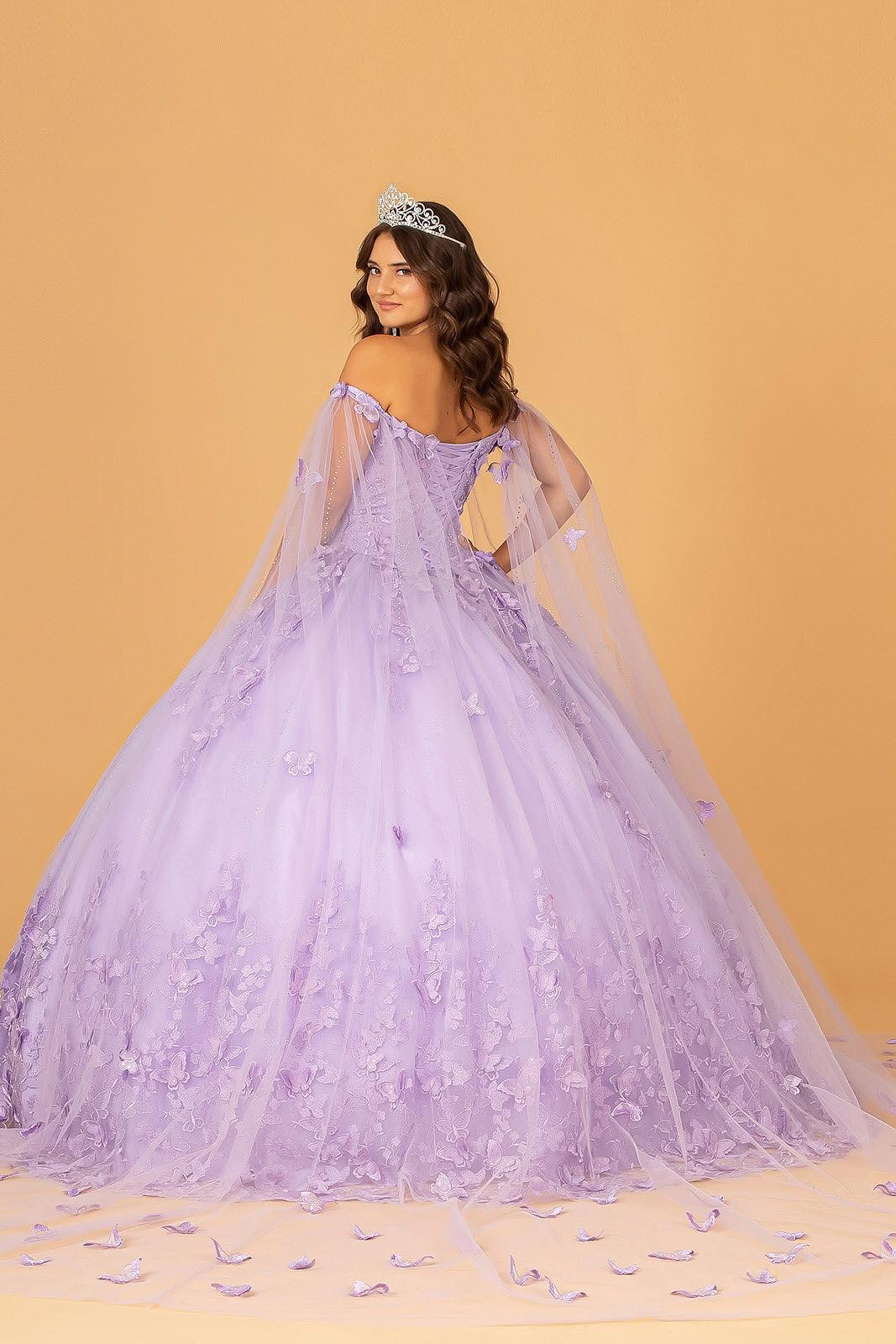 Quinceniera Dresses Long Ball Gown Glitter Applique Quinceanera Dress Lilac