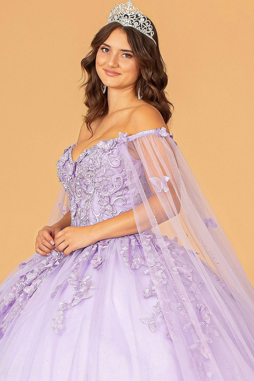 Quinceniera Dresses Long Ball Gown Glitter Applique Quinceanera Dress Lilac