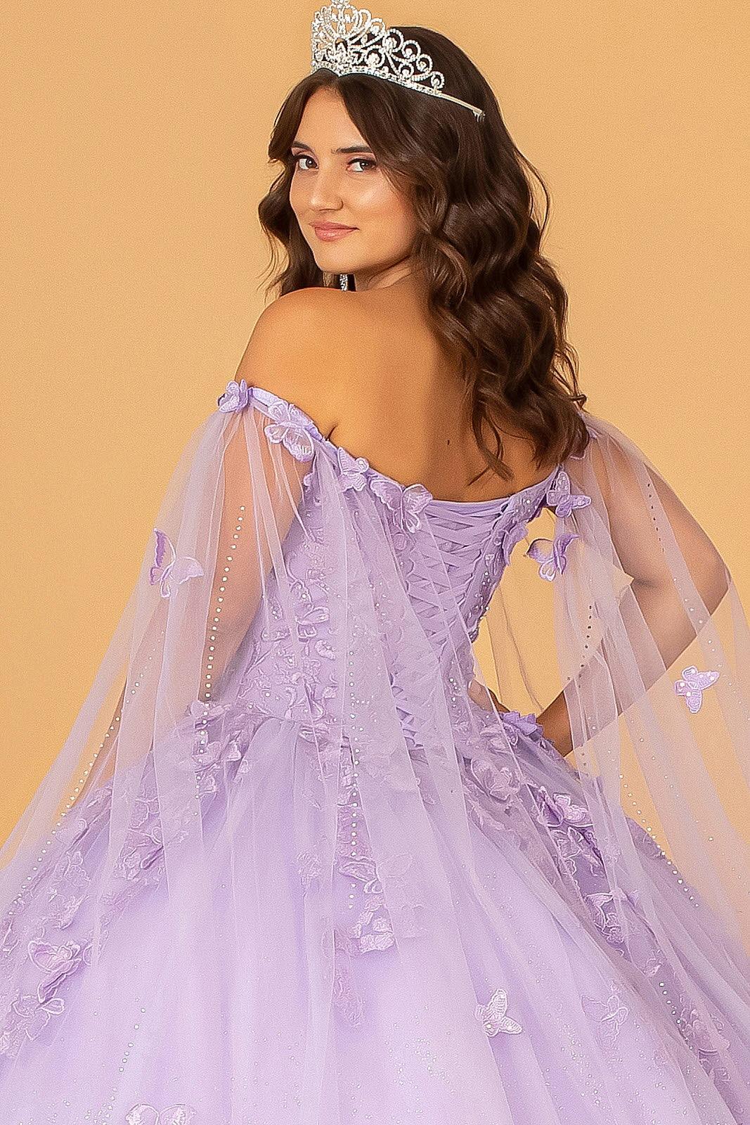 Quinceniera Dresses Long Ball Gown Glitter Applique Quinceanera Dress Lilac