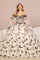 Quinceniera Dresses Long Ball Gown Off Shoulder Quinceanera Dress  Champagne/Black