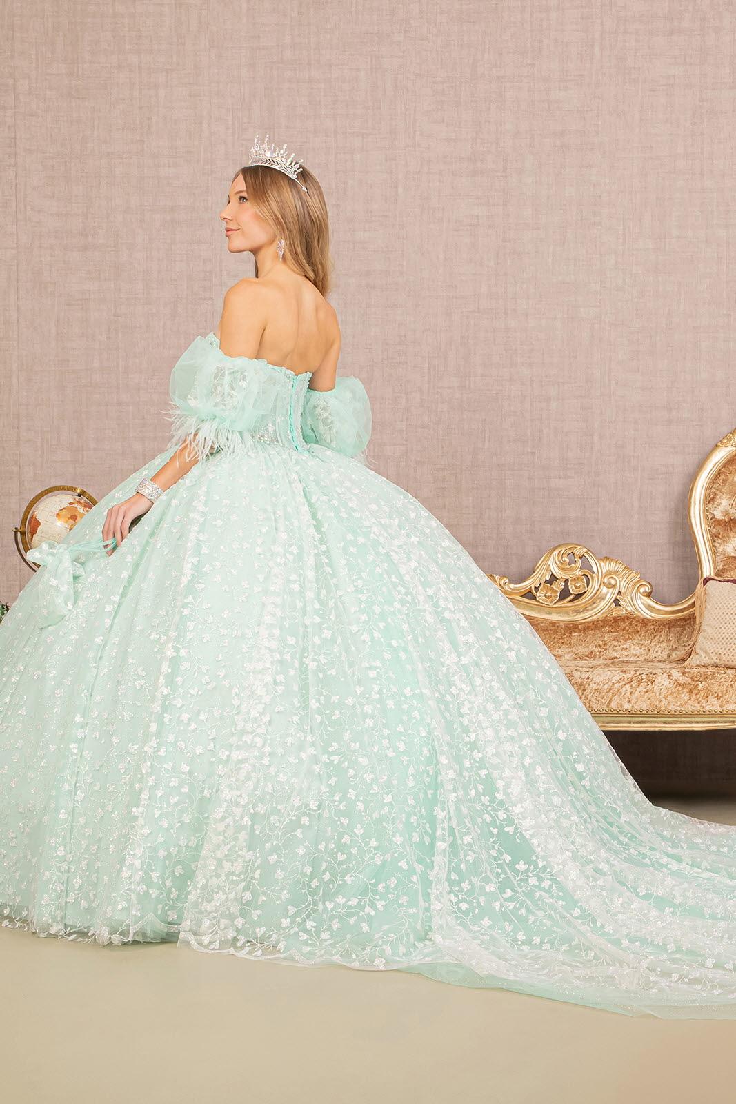 Quinceniera Dresses Long Strapless Quinceanera Ball Gown  Mint