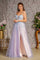 Prom Dresses  Prom 3D Butterfly A line Long Slit Dress Smoky Blue/Peach